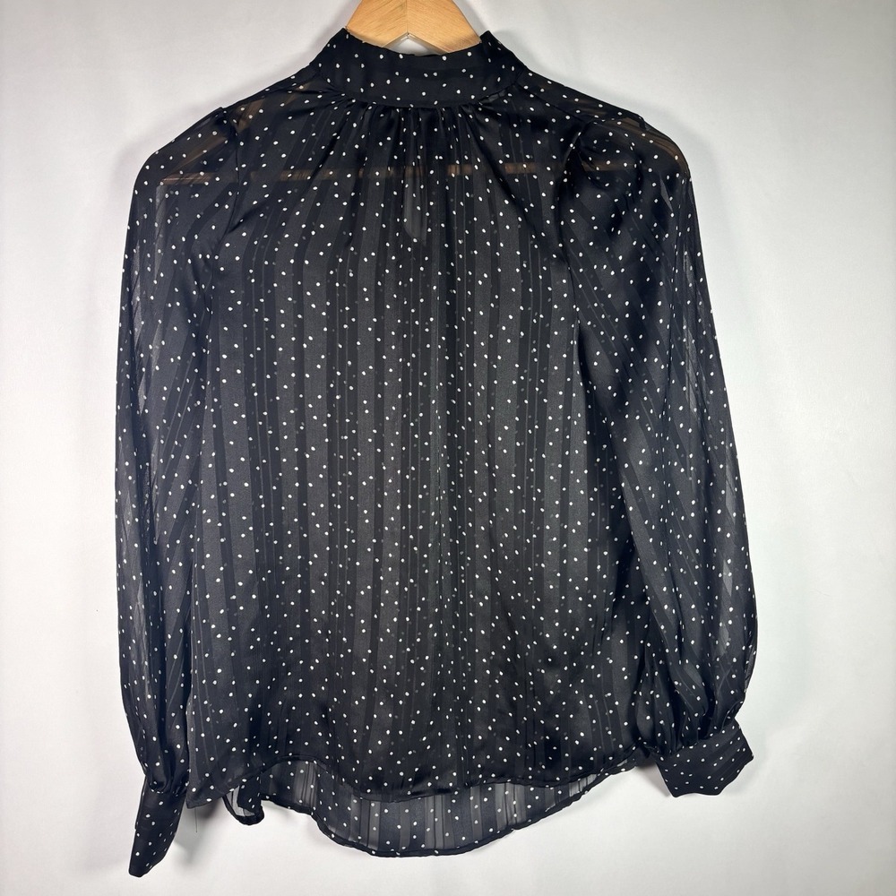 Polka Dot Sheer Top Womens Medium Office Layer Business Casual Chic Modern